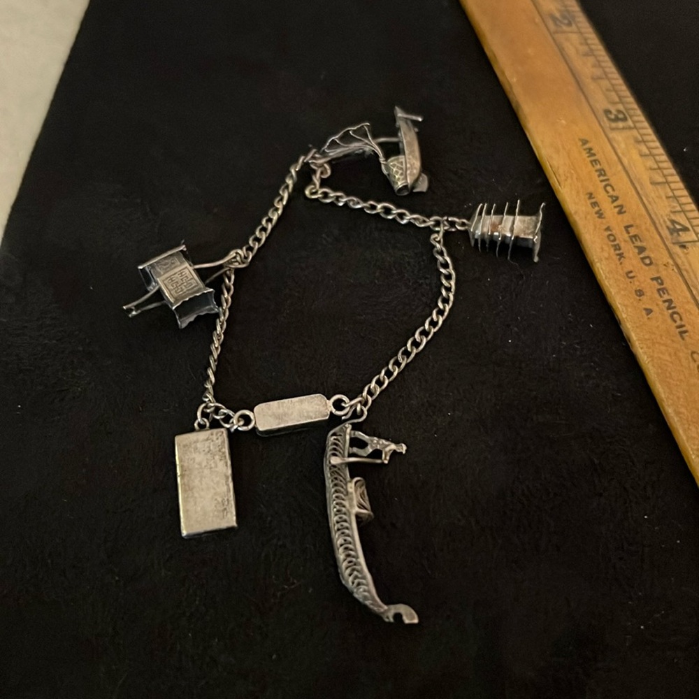 Antique Sterling Silver Japanese charm bracelet